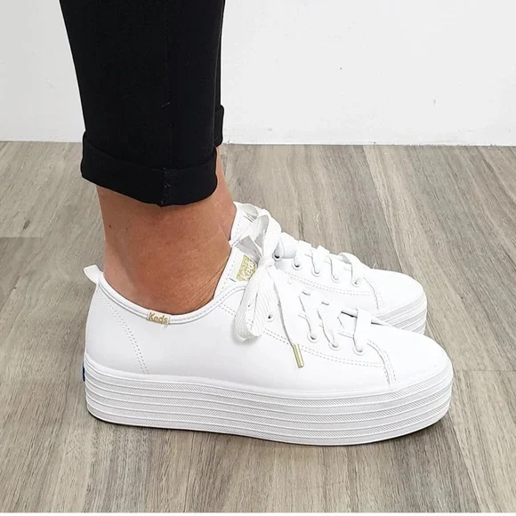 Keds Women's White Triple Up Leather Lace Up | KEDS - Picture 4 of 7